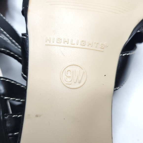 Highlights Black Size 9 Squared Toe Strappy Heels - Picture 7 of 10